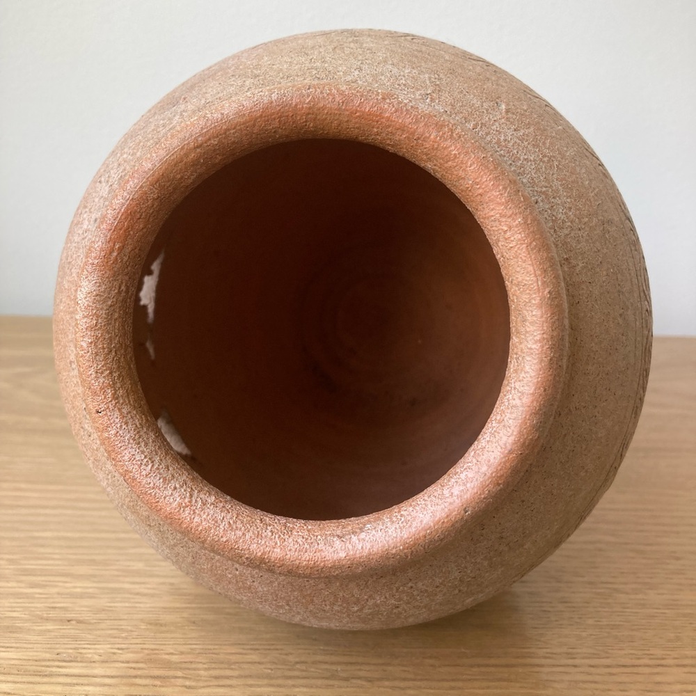 studio pottery rustic carved vase vessel stoneware vintage bohemian boho brown - Picture 8 of 9
